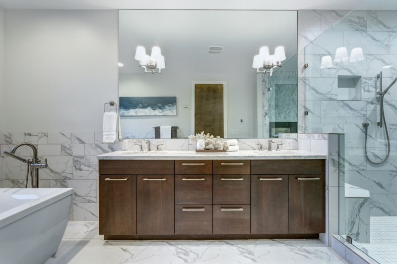 Elegant vanity with marble countertop