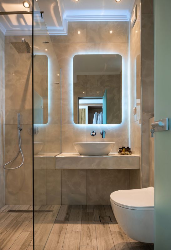 Smart bathroom mirror with integrated lighting